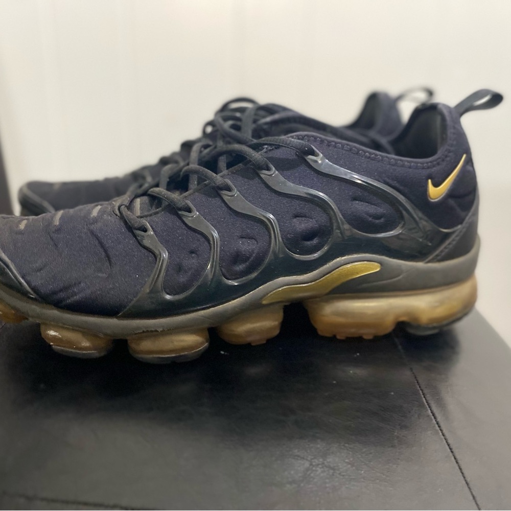 Nike Black and Gold VaporMax Plus Shoes